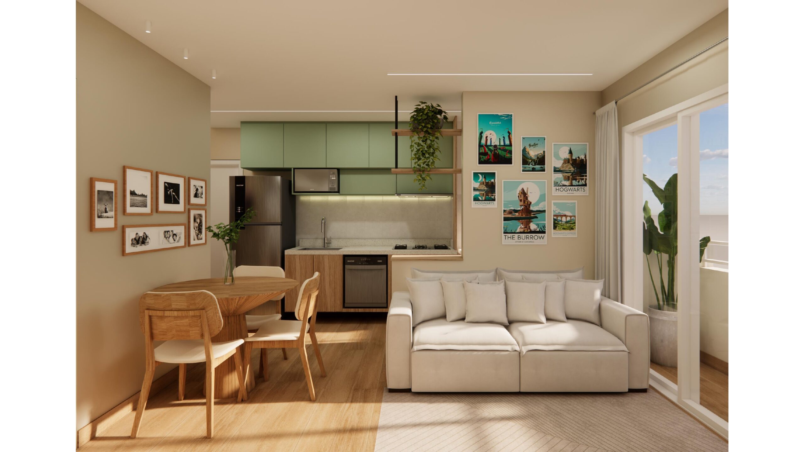 Cozinha com Sala integrada, Banheiro, Quarto e Escritório (Santos – SP)